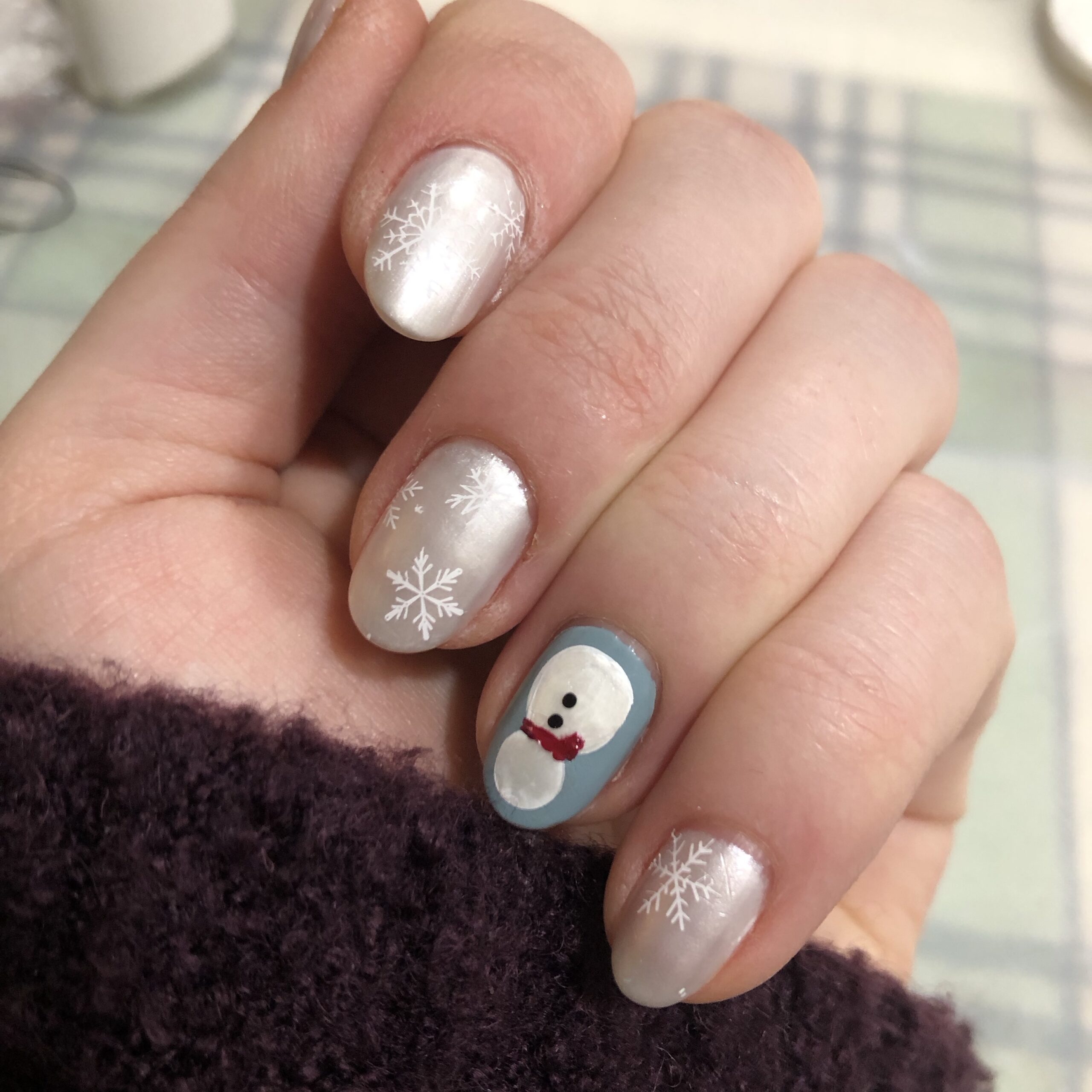 Snowflake/Snowman Nails